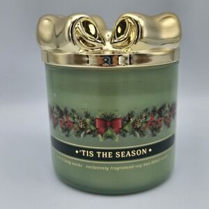 Bath‎ & Body Works Candle TIS THE SEASON Bow Lid Large 3-Wick 14.5 Oz Christmas